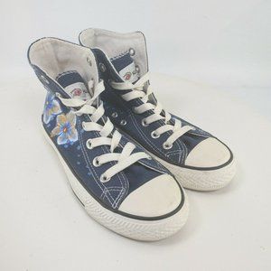 Huan Qiu Shoes Girls 5 Blue 5 Lace Up High Top Comfort Sneakers Embroider  #2905